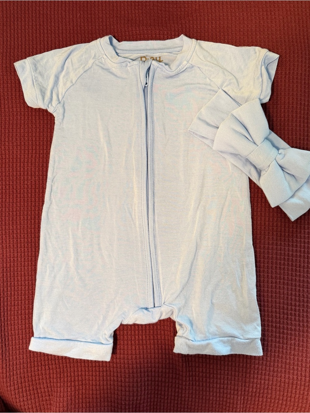Little Sleepies Periwinkle Blue Shorty Romper with Bow